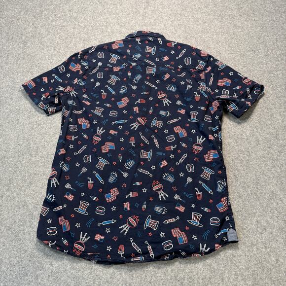 Men's Free Planet Patriotic American Flag 4th of July Short Sleeve Shirt Size M - Picture 8 of 8